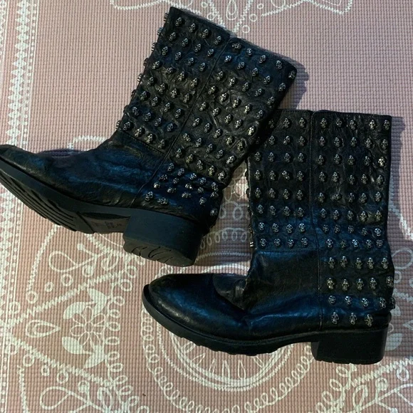 Vero Cuoio | Shoes | Leather Skull Boots Vero Cuoio Made In Italy 